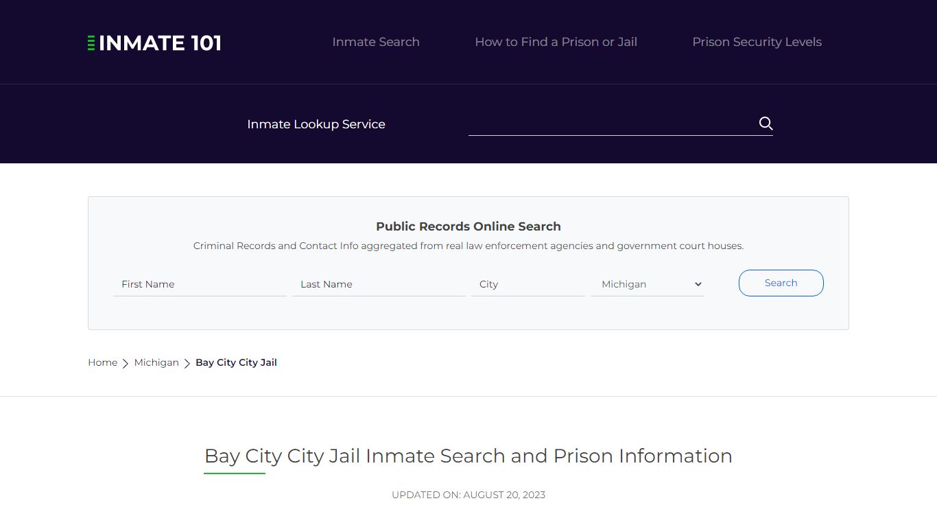 Bay City City Jail Inmate Search and Prison Information
